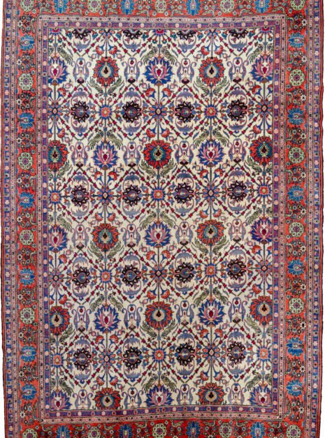 M343-Varamin-307x217cmr.jpg alt="Fine Varamin carpet with cream ground and floral lattice design" alt="Tehran design Persian rug with peacocks and flower heads" alt="Rare cream ground Persian rug from Varamin" alt="Finely woven Varamin rug with symbolic floral motifs"