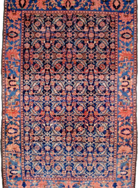 M348-Boroujen-197x130cm.jpg alt="Boroujen Bakhtiari rug with navy Herati design and light blue border" alt="Persian carpet from Boroujen with natural dyes and floral motifs" alt="High-quality Herati rug from Bakhtiari region in excellent condition" alt="Rare vintage Boroujen rug with handspun wool and decorative appeal"
