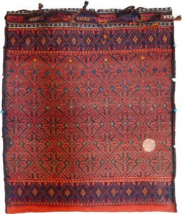alt="Finely woven Kalat tobreh with tribal motifs and intact locks" alt="Khorassan tribal bag with detailed ends and high-quality wool" alt="Vintage Persian storage bag from Kalat with old repair" alt="Collector’s tobreh from Northern Iran with natural dyes"