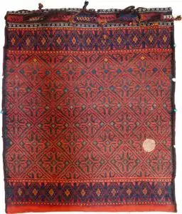 alt="Finely woven Kalat tobreh with tribal motifs and intact locks" alt="Khorassan tribal bag with detailed ends and high-quality wool" alt="Vintage Persian storage bag from Kalat with old repair" alt="Collector’s tobreh from Northern Iran with natural dyes"