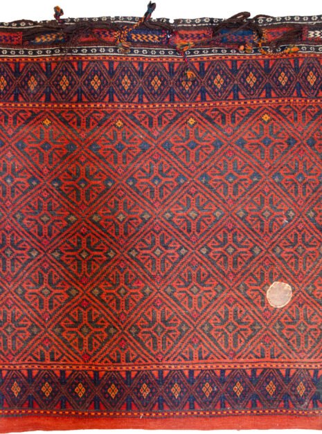 alt="Finely woven Kalat tobreh with tribal motifs and intact locks" alt="Khorassan tribal bag with detailed ends and high-quality wool" alt="Vintage Persian storage bag from Kalat with old repair" alt="Collector’s tobreh from Northern Iran with natural dyes"