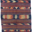 alt="Vintage Kordi kilim from West Iran with horizontal stripes and tribal motifs" alt="Persian Kurdish kilim with wide patterned bands and narrow plain stripes" alt="Handwoven Kordi flatweave with bold tribal motifs" alt="Traditional Kordi kilim with characterful natural wool and dyes"
