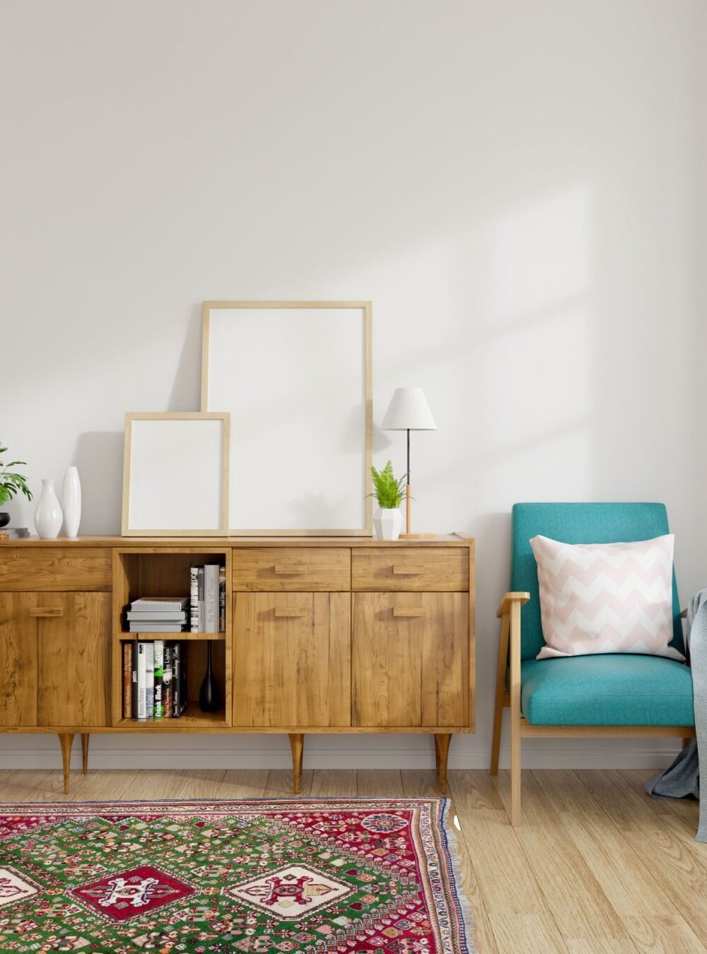 Modern mid Century and vintage interior of living room ,blue lou Modern mid Century and vintage interior of living room ,blue lou