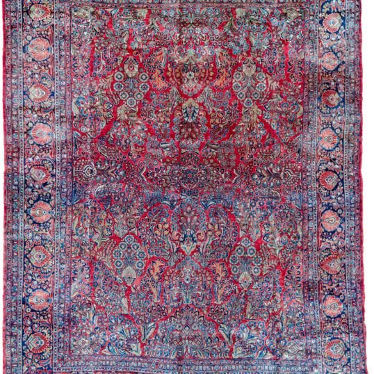 alt="Vintage Saruk carpet with all-over floral bouquet design" alt="Persian rug with thick pile and soft shiny wool" alt="Durable Saruk carpet for dining room or sitting area" alt="Elegant Persian floral rug with classic bouquet layout"