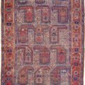 alt="Antique Khamseh rug with rare cream ground and stylised paisley" alt="Qashqai tribal rug from South Iran with terracotta geometric border" alt="Low-pile Persian rug with bush and tree motifs inside paisley design" alt="Vintage cream field Khamseh carpet with earthy tribal patterns"