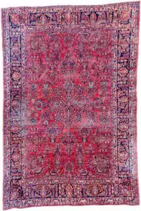 alt="American Saruk rug with red bush design and natural dyes" alt="1920s Persian Saruk carpet for American market with floral pattern" alt="Vintage Saruk rug with rich red hue and durable wool" alt="All-over bush design Persian rug with handspun wool"