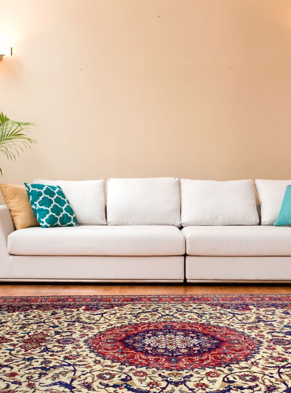 White couch in a large luxury home White couch in a large luxury home