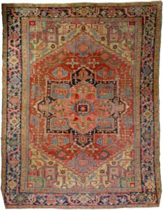 alt="Bakhshayesh carpet with red medallion and mustard spandrels" alt="Persian rug featuring blue border, floral motifs, and unusual multicolored branches" alt="Decorative Northwest Iran carpet with blue leaves and stylized flower heads" alt="Red Persian rug with artistic medallion design and blue floral borders"