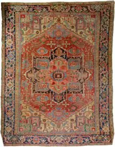 alt="Bakhshayesh carpet with red medallion and mustard spandrels" alt="Persian rug featuring blue border, floral motifs, and unusual multicolored branches" alt="Decorative Northwest Iran carpet with blue leaves and stylized flower heads" alt="Red Persian rug with artistic medallion design and blue floral borders"