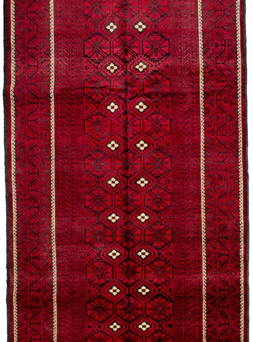 Vintage Baluch rug with Mina Khani design Red and blue tribal Persian rug Geometric border Baluch carpet Persian rug with floral pattern Northeast Iran vintage Baluch rug