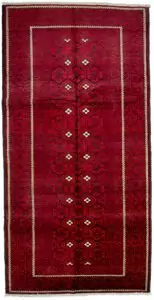 Vintage Baluch rug with Mina Khani design Red and blue tribal Persian rug Geometric border Baluch carpet Persian rug with floral pattern Northeast Iran vintage Baluch rug