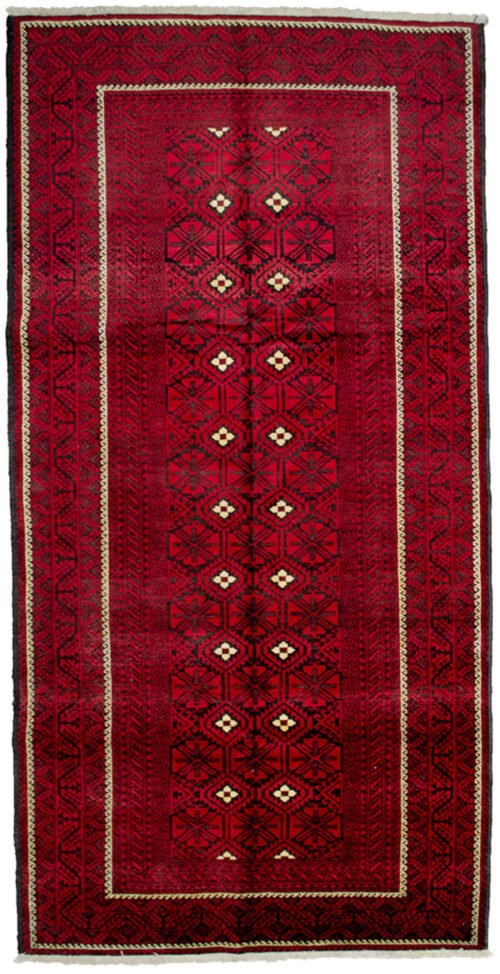 Vintage Baluch rug with Mina Khani design Red and blue tribal Persian rug Geometric border Baluch carpet Persian rug with floral pattern Northeast Iran vintage Baluch rug