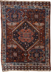 vintage-shiraz-rug-hashtgol-medallion.jpg zoroastrian-ahura-mazda-carpet.jpg persian-rug-animal-motifs.jpg natural-dye-shiraz-rug.jpg geometric-border-shiraz-rug.jpg