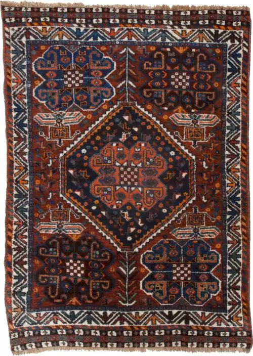 vintage-shiraz-rug-hashtgol-medallion.jpg zoroastrian-ahura-mazda-carpet.jpg persian-rug-animal-motifs.jpg natural-dye-shiraz-rug.jpg geometric-border-shiraz-rug.jpg
