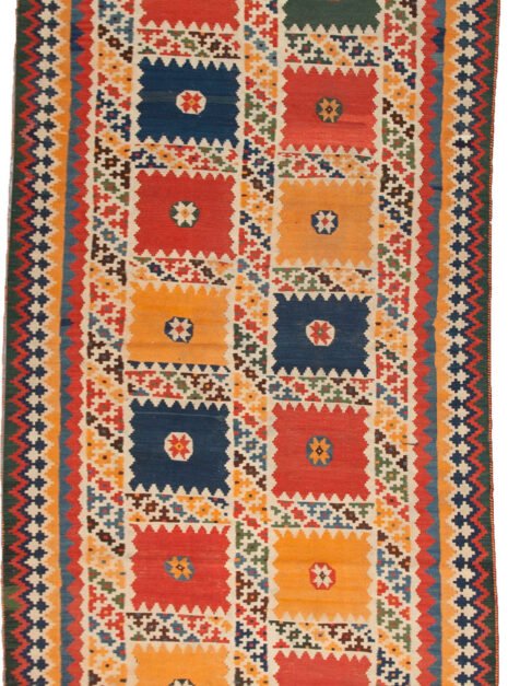 antique-qashqai-kilim-runner-white-ground.jpg square-design-kilim-runner-qashqai.jpg jijim-finish-qashqai-kilim.jpg handwoven-persian-kilim-runner.jpg