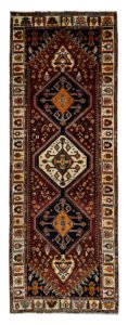 alt="Hand-knotted Qashqai tribal runner with scarab medallions and tribal motifs" alt="Burgundy Qashqai runner with cream floral border and tribal designs" alt="Qashqai runner with rich burgundy background and intricate tribal motifs" alt="Rare Qashqai runner featuring scarab medallions and nature-inspired border"