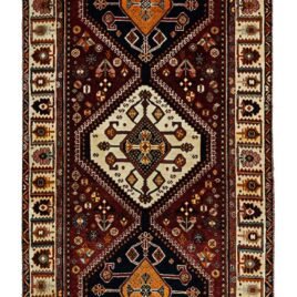 alt="Hand-knotted Qashqai tribal runner with scarab medallions and tribal motifs" alt="Burgundy Qashqai runner with cream floral border and tribal designs" alt="Qashqai runner with rich burgundy background and intricate tribal motifs" alt="Rare Qashqai runner featuring scarab medallions and nature-inspired border"