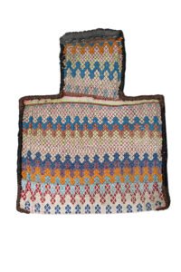 alt="Qashqai salt bag with Suzani weave in red, blue, brown, and orange" alt="Handwoven Persian tribal bag with intricate patterns and dual-sided design" alt="Vintage nomadic salt bag from Iran with colorful traditional motifs" alt="Qashqai Namakdan textile featuring bold Suzani-style embroidery"