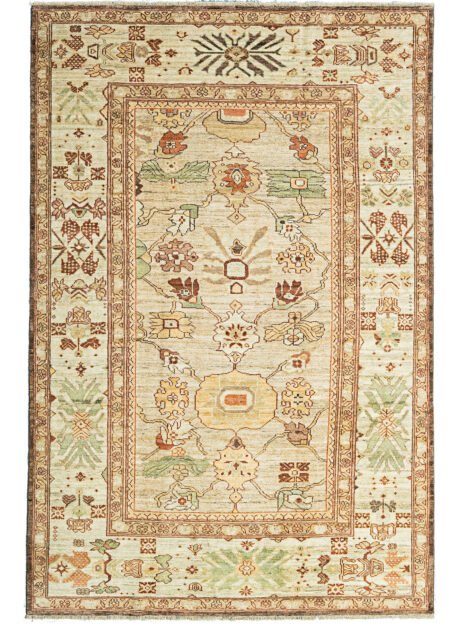 Authentic Sultanabad Handwoven Carpet – Premium Wool and Natural Dyes – Large Flower Design