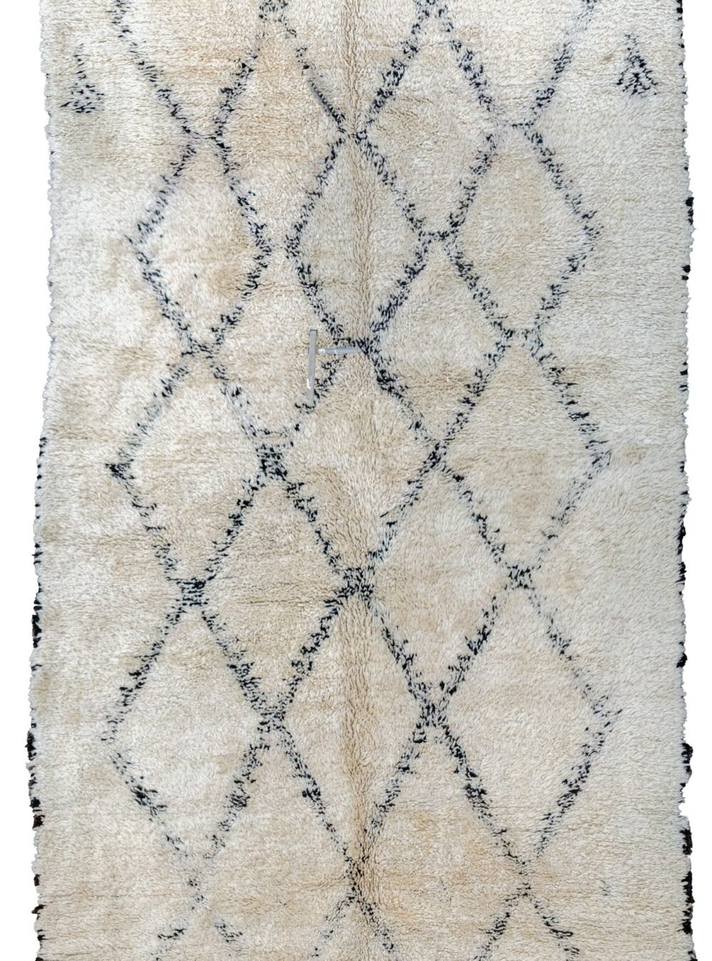 alt="Vintage Moroccan rug with full pile and lozenge pattern" alt="Two-tone Berber rug with soft wool and geometric design" alt="Minimalist Moroccan carpet in ivory and charcoal tones" alt="Full pile vintage Beni Ourain rug with traditional Moroccan motifs"