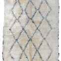 alt="Vintage Moroccan rug with full pile and lozenge pattern" alt="Two-tone Berber rug with soft wool and geometric design" alt="Minimalist Moroccan carpet in ivory and charcoal tones" alt="Full pile vintage Beni Ourain rug with traditional Moroccan motifs"