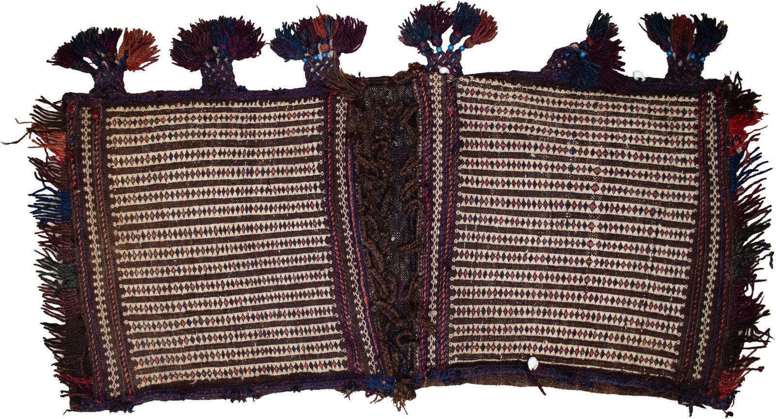 M418-Baluch-120x55cm rare-baluch-khorjin-with-pompom-lattice