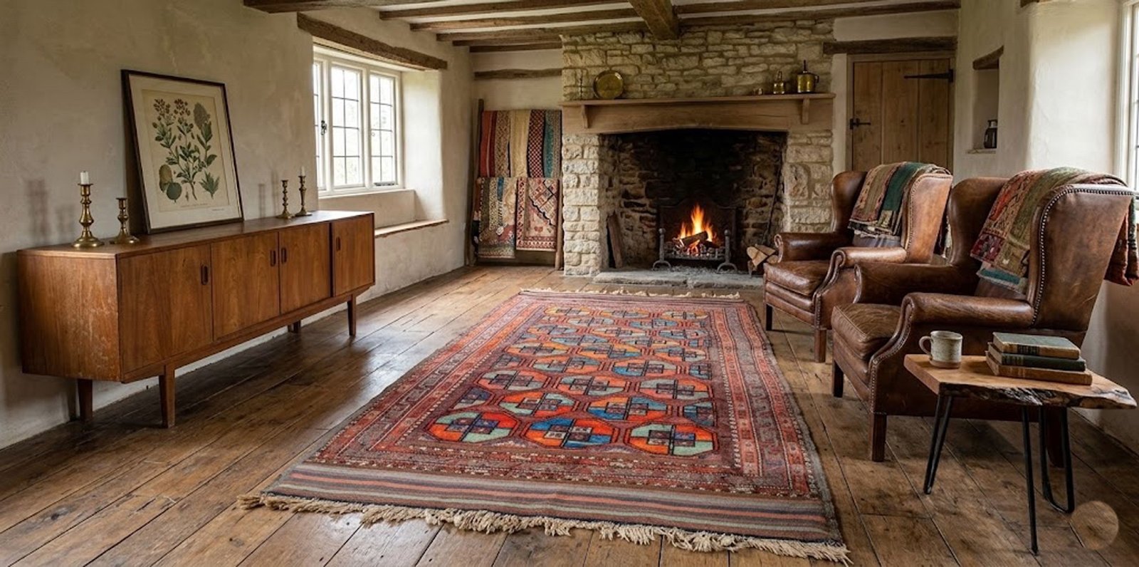 H386-Qoochan-266x140cm-mock tribal-persian-rug-with-wide-kilim-ends.jpg