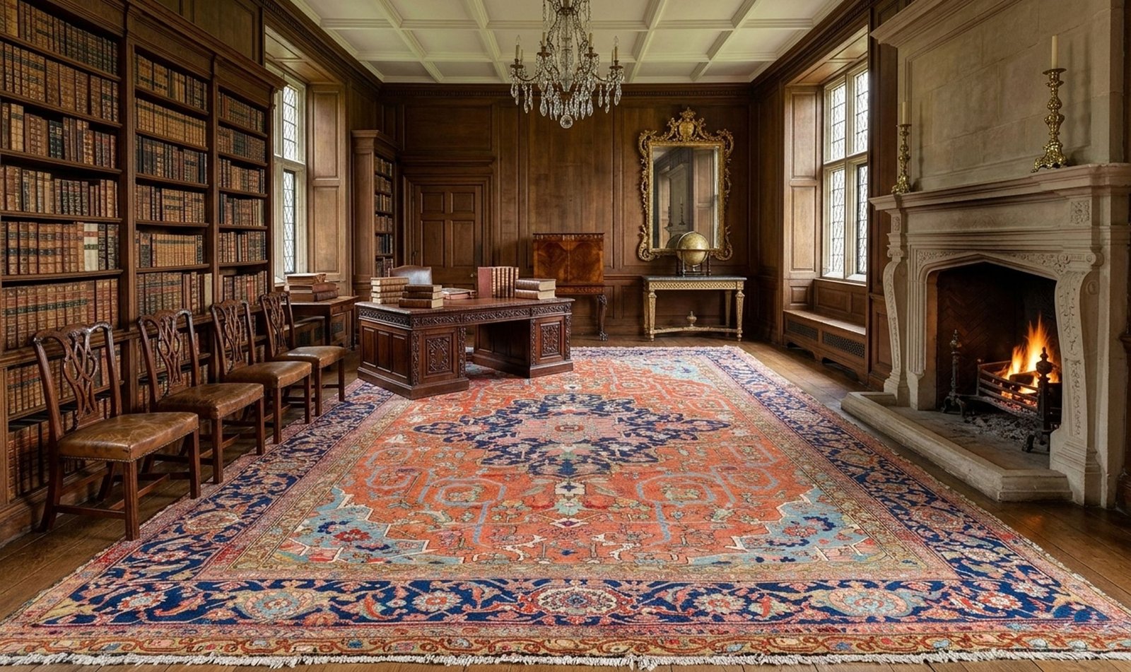 H399-Heriz-452x374cm-mock navy-blue-samovar-border-persian-rug.jp